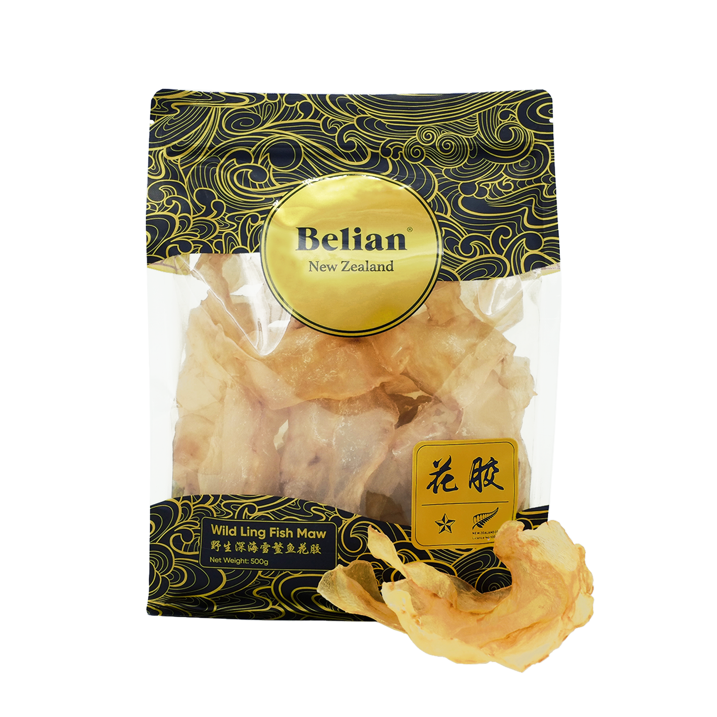 Belian®珍品新西兰花胶 - 白胶1星500克（30-50片）