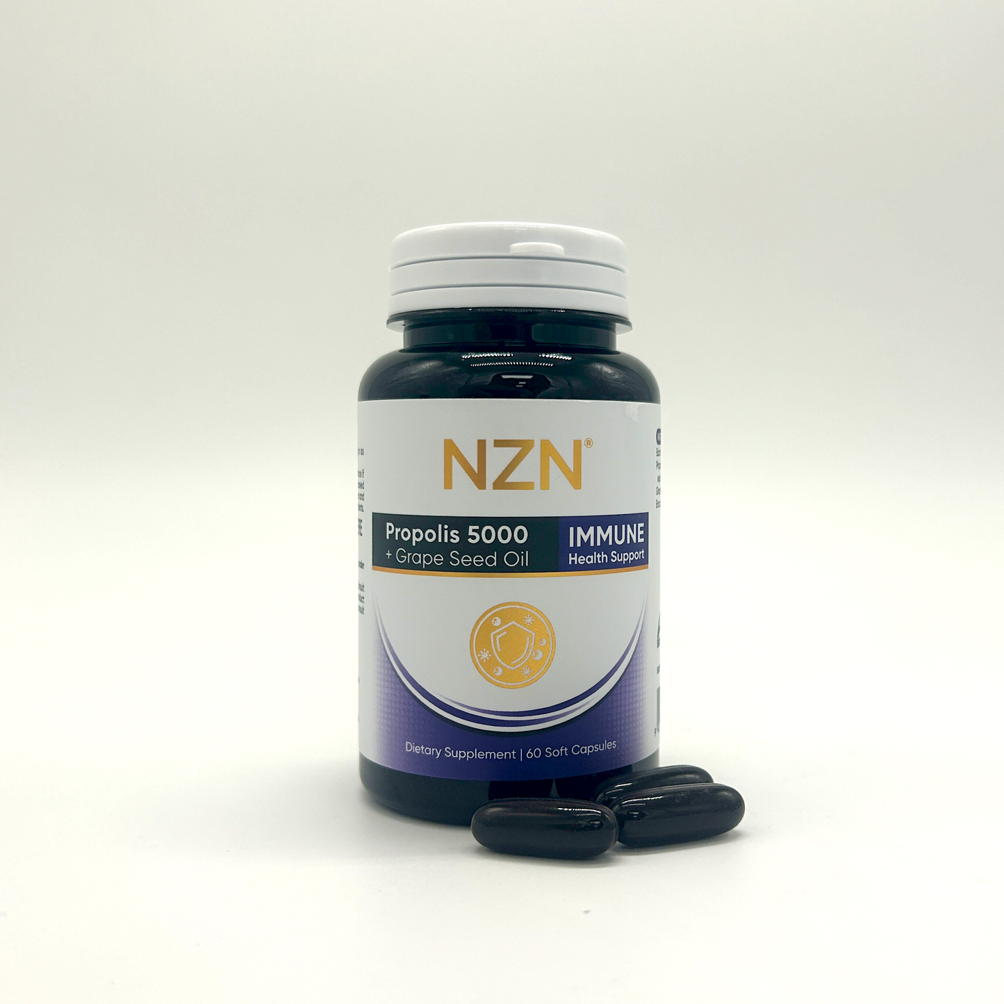 NZN PROPOLIS 5000, 60 caps | NZN®超级蜂胶（含葡萄籽）软胶囊*60粒